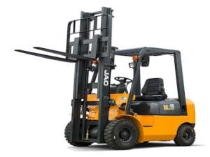 Engin de levage : chariot élévateur à fourchette pour entrepôts, logistique et manutention professionnelle.